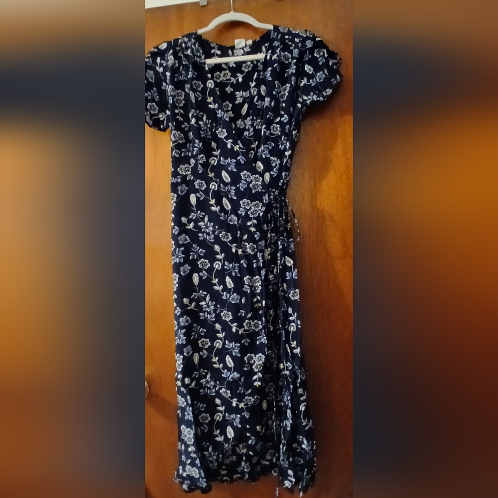 GAP Floral Print Midi Wrap Dress Size S